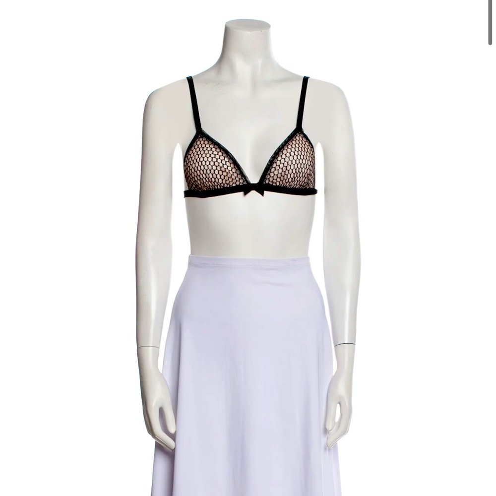 Fleu Du Mal small fishnet bra black see-through lace silk satin 32B 32A 34B 34A